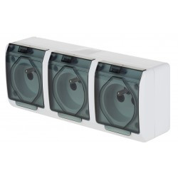 HERMES Gniazdo potrójne 0323-01 BIAŁY dymiony