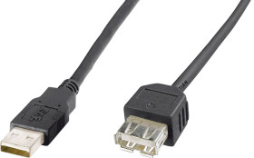 Digitus Kabel USB USB 2.0 Złącze męskie USB-A, Złącze żeńskie USB-A 3.00 m czarny AK-300200-030-S