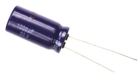 Kondensator 1000μF 50V dc Radialny, Otwór przelotowy Panasonic roztaw: 5mm 12.5 (Dia.) x 25mm