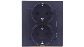 Sonata Gniazdo Podwójne Z/U Schuko Czarny Metalik Gp-2Rs/33