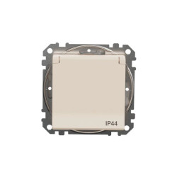 Gniazdo zasilające 2P+PE z przesłonami torów prądowych IP44, beżowy, Sedna Design i Elements SDD212013
