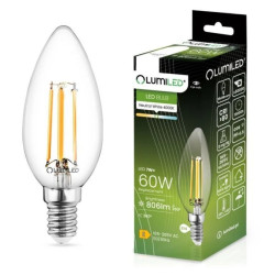 Żarówka LED E14 B35 7W = 65W 806lm 4000K Neutralna 360 Filament LUMILED