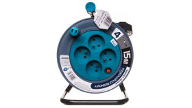 Przedłużacz Bębnowy Mini 15M 4X230v /Pvc 3X1mm2/ Turkusowy Or-Ae-1339/T