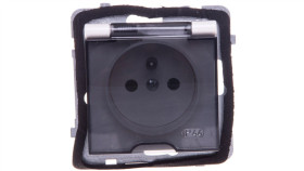 As Gniazdo Bryzgoszczelne Z/U Ip44 Z Przesłonami Klapka Przezroczysta Ecru...