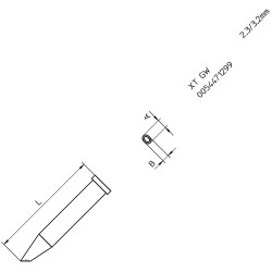 Weller T0054471299 XT GW Soldering Tip 45&#xB0; Gull Wing 2.3/3.2mm