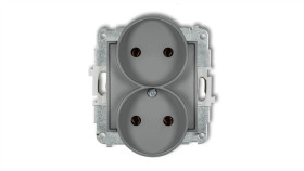 Mini Gniazdo Podwójne B/U Szary Mat 27Mgpr-2