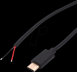 USB C plug on free ends, black, 100 cm