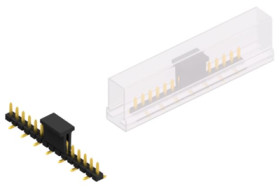 Pin header, 15 pole, pitch 2.54 mm, angled, black, SLLP5SMD03815GBSM