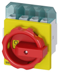 Rozłącznik główny/awaryjny 3P+N 25A 9.5kW AC23A 400V montaż tablicowy pokrętło żółto-czerwone 4 otwory 3LD2103-1TL53