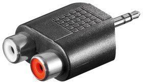 Adapter cinch, wtyk mono AUX 3,5 mm na 2 gniazdo stereo - Połączenie typu Wtyk jack 3,5 mm (3-pinowy, stereo)