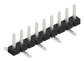 Pin header, 9 pole, pitch 2 mm, angled, black, 10063277