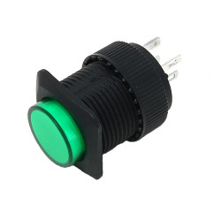16mm Illuminated Pushbutton - Green Latching On/Off Switch