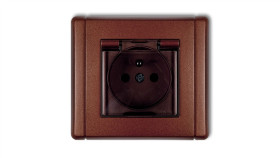 Flexi Gniazdo Bryzgoszczelne Z/U (Klapka Dymna) Brązowy Metalik 9Fgpb-1Zdp