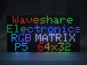 Waveshare RGB full-color LED matrix panel, 5mm Pitch, 64×32 pixels, adjustable brightness