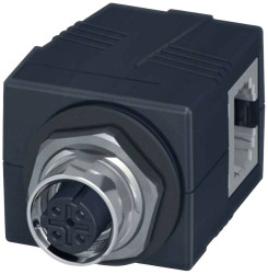 Lütze 490105 Puszka instalacyjna RJ45 M12-RJ45 F/F 90° 4/4 Cat.5e PN, piny: 4, 1 szt.