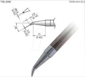 T39-JD08 Aktiv-Lötspitze T39-JD08, 0,8 mm, gebogen, Meißel