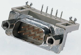 Złącze D-Sub 9-pinowe Męski Kąt Proste Przewlekany raster 2.84mm Złoto