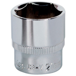 Sealey SP3821 Walldrive&#xAE; Socket 21mm 3/8&quot;sq Drive Fully Polished