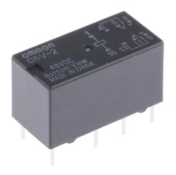 Przekaźnik sygnału, 48V dc, 2 A, DPDT, 2-polowy, montaż PCB, Omron MT