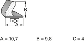Housing seal, conductive, angled, copper/nickel, (W x H) 10.7 x 9.8 mm, DCW10,7X9,8NI-N5V0-1,0M