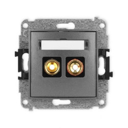 ICON Mechanizm gniazda głośnikowego pojedynczego (typu banan - czerwony i czarny, pozłacany, 4 mm2, skręcany) grafitowy 11IGG-4