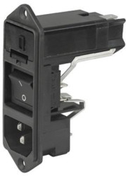 Combination element plug C14, 3 pole, snap-in, plug-in connection, black, KD14.1133.109
