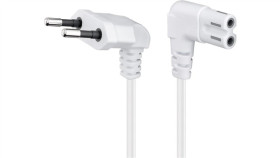 Kabel Przyłączeniowy Z Wtyczką Euro, Obustronnie Kątowy, 3 M, Biały - Długość...