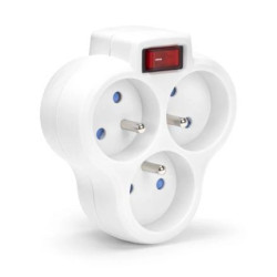 Rozgałęźnik potrójny z wyłącznikiem biały Montis MT150-WH