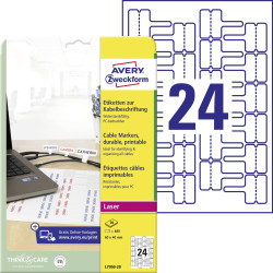 Avery-Zweckform L7950-20 Etykieta kablowa 60 x 40 mm Folia poliestrowa biały 480 szt. Trwały Drukarka Laserowa, Drukarka