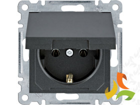 LUMINA Gniazdo pojedyncze z uziemieniem schuko z pokrywą czarne WL1153 HAGER