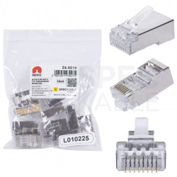 Wtyk modularny RJ45 8P8C kat.6 ekranowany FTP uniwersalny drut linka NEKU opakowanie WORECZEK 10szt.