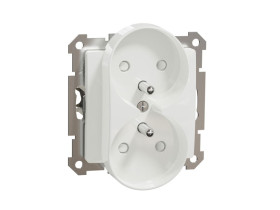 SEDNA DESIGN & ELEMENTS Gniazdo podwójne z uziemieniem z przesłonami do ramek Elements białe SDD111271 SCHNEIDER ELECTRIC