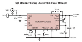 High Efficiency Battery Charger/USB Power Manager with Regulated Output Voltage