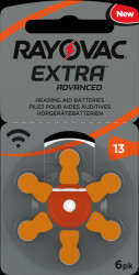 13AUX-6XEMF Hearing aid battery, zinc-air, 7.8 x 5.4 mm, Aid 13, pack of 6