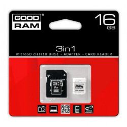Goodram 3in1 - karta pamięci microSD 16GB 30MB/s UHS-I klasa 10 + adapter + czytnik