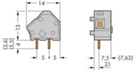 PCB terminal, 1 pole, pitch 7.5 mm, AWG 28-12, 24 A, cage clamp, orange, 236-756