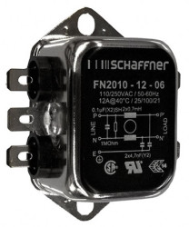 Filtr EMI 12A 1-fazowy 1MΩ 250 V AC/DC 0 → 400Hz 700 μH Schaffner Montaż w obudowie