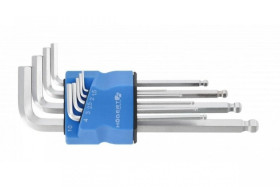 Klucze sześciokątne S2 z kulką, 9 szt. długie