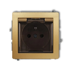 DECO Gniazdo bryzgoszczelne z/u (klapka dymna) złoty 29DGPB-1zdp