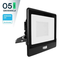Projektor LED z czujnikiem ruchu 50W 4000lm 3000K Dioda SAMSUNG IP65 Czarny 5 Lat Gwarancji 20265