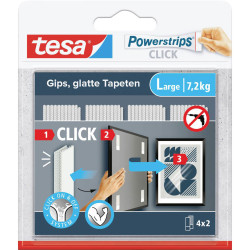tesa 77722-00000-00 Powerstrips CLICK Large Adhesive Hooks 85mm x 20mm 4 Pair