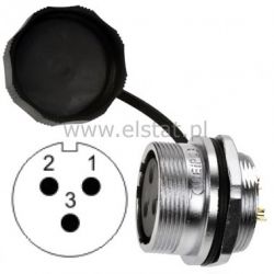 Gniazdo przemysłowe żeńskie, 3 piny, na panel