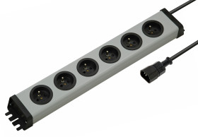 Listwa zasilająca 1.5mm², 16A, 250 V, 6 wtykowa Typ E – francuski dł. kabla 1.5m Czarny PVC Typ E - gniazdo francuskie