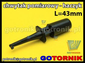 Chwytak pomiarowy haczyk L=43mm czarny