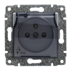 VENA Gniazdo bryzgoszczelne z/u Schuko z przesłonami aluminium 514042
