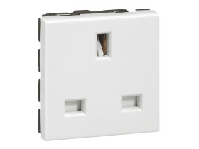MOSAIC Gniazdo pojedyncze z uziemieniem standard angielski 2 moduły białe 13A 077505 LEGRAND