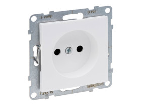 SUNO Gniazdo pojedyncze bez uziemienia z przesłoną zaciski śrubowe biały 721119 LEGRAND