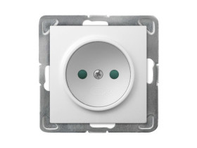 IMPRESJA Gniazdo pojedyncze bez uziemienia z przesłonami torów prądowych biały GP-1YP/m/00 OSPEL