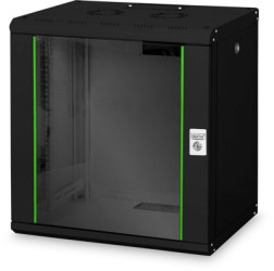 Wall enclosure, 12 U, (H x W x D) 643 x 600 x 450 mm, IP20, sheet steel, black, DN-19 12-U-SW