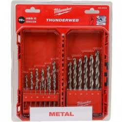 Zestaw wierteł do metalu HSS-G 1-10mm w kasecie 19szt. Thunderweb MILWAUKEE